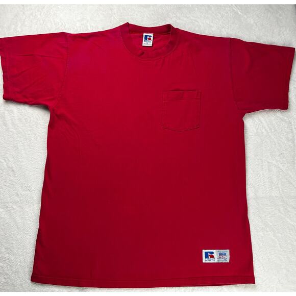 Russell Athletic Vintage Red Pocket T-Shirt Men's Size XL USA Made - Picture 1 of 8